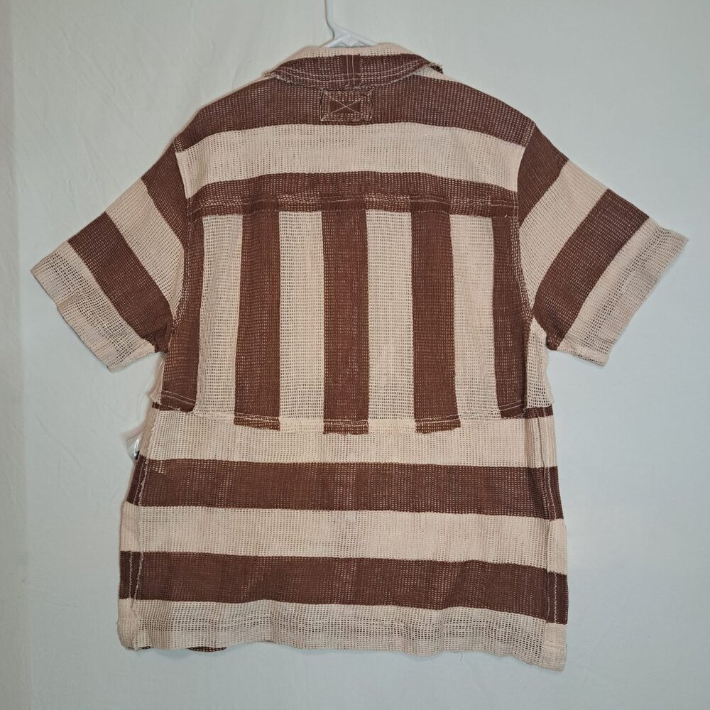 Free People We The Free Del Mar Cabana Shirt Brown Combo NEW SIZE XSMALL - Picture 5 of 8
